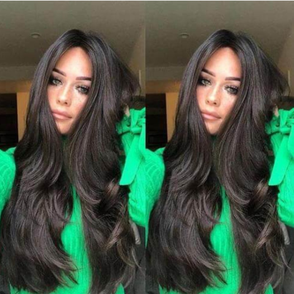 NEW 27” natural wave black human hair wig